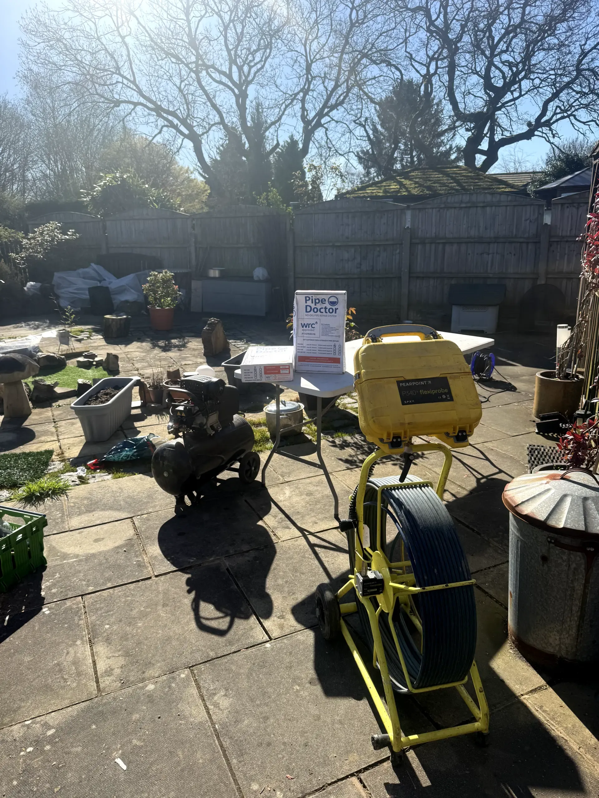 Pearpoint CCTV drain survey equipment and Pipe Doctor no-dig repair kit for trenchless pipe repairs in Darwen.